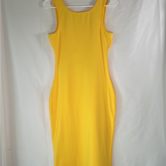 Yellow Tank top soft lounge pencil body con dress SzL - Picture 3 of 11